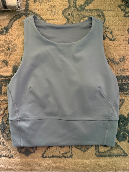 lululemon athletica Tops - Lululemon Wunder Train Sports Bra High Neck Chambray Size 6